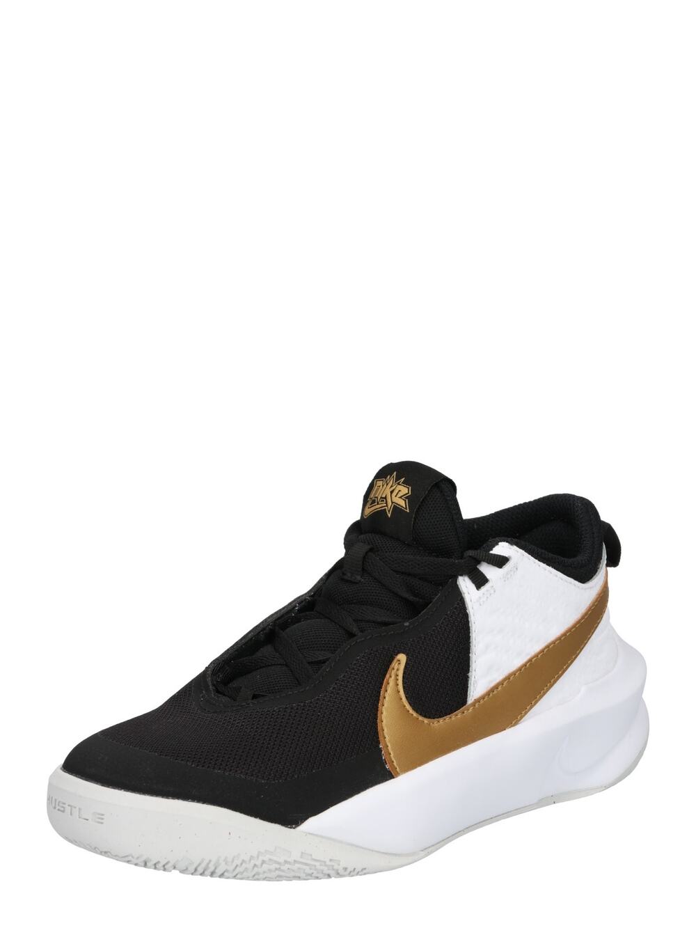 NWT Nike Boys Hustle Grade School Basketball Shoes Black/White/Gold-Sz 6.5